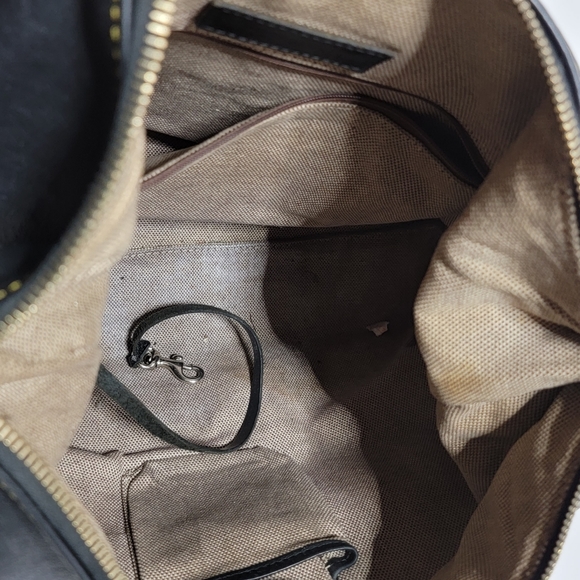 Dooney & Bourke Black Leather Tan Canvas Hobo Bag - Picture 11 of 13